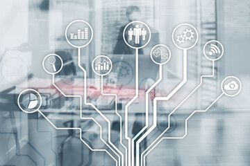 Business icons on abstract background. Financial Internet technology concept