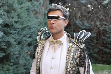 Eccentric man wearing extravagant clothing