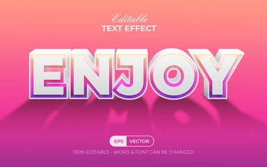 3D text effect enjoy style. Editable text effect.