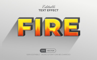 Fire text effect long shadow style. Editable text effect.