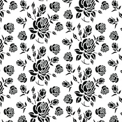  Pattern. Black and white image of colors and leaves. Seal on fabric. Background for design.