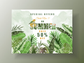 Exotic floral tropical for banner or flyer template