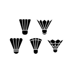 Shuttlecock set icon isolated on white background