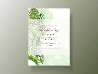 Exotic floral tropical wedding invitation card template