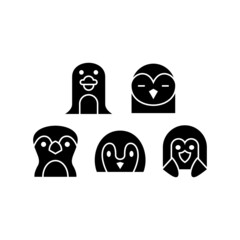 Penguin set icon isolated on white background