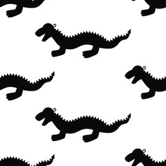 Seamless background with dragons. Dragon Silhouette