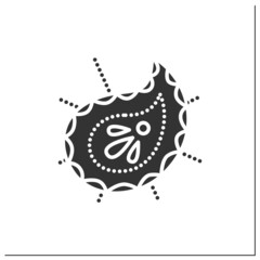 Fototapeta premium Paisley pattern glyph icon. Ethnic oriental boho ornament. Pine cone shape. Symbol of life. Indian culture, esthetics, traditions and customs.Filled flat sign. Isolated silhouette vector illustration