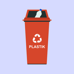 Plastic Bin Cartoon Flat Vector Illustration