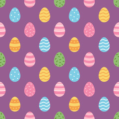Vector seamless easter pattern. Cute background with easter eggs.