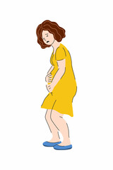 pregnant woman has misbirth. miscarriage and abortion.  uterine bleeding. Rh-conflict during pregnancy. spotting from the vagina. stock vector illustration isolated on white background.