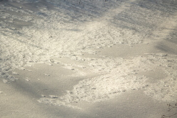 Texture of snow. Snow background. Cold surface.