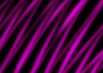 Abstract art background black color with wavy purple neon lines. Backdrop with curve violet ribbon.