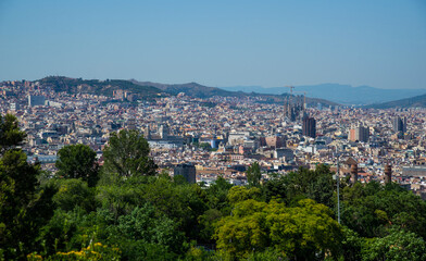 Fototapeta na wymiar Panoramic view of Barcelona in summer day. Spain