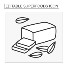 Balanced nutrition line icon. Cereal bread without gluten. Vegetarian food.Superfood concept. Isolated vector illustration. Editable stroke