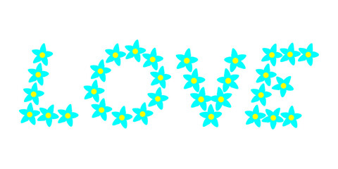 The word love is written in small flowers, love is all around us	