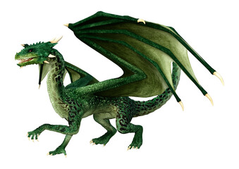 3D Rendering Fairy Tale Dragon on White
