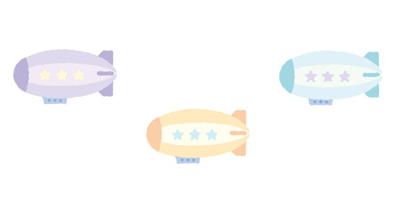 飛行船のイラスト3カラーセット