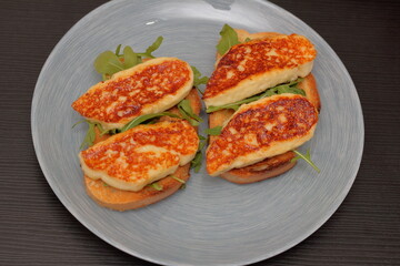 grilled cheese on toast with herbs