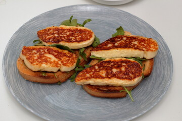 grilled cheese on toast with herbs