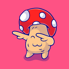 cute dancing mushroom illustration suitable for mascot sticker and t-shirt design