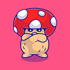 cute mushroom illustration suitable for mascot sticker and t-shirt design