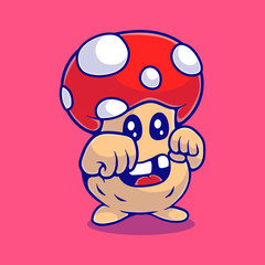 cute fighter mushroom illustration suitable for mascot sticker and t-shirt design