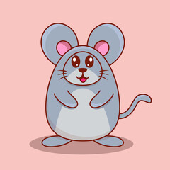 Cute Adorable Mouse cartoon Smile Vector Illustration