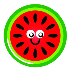 Fototapeta premium illustration of a smiling watermelon. educational vector design for children.