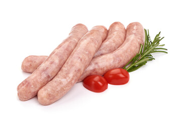 Spiral barbecue sausages, BBQ, isolated on white background.