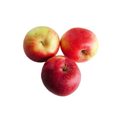 Fototapeta na wymiar Three pieces of ripe apples on a white background