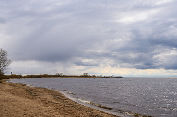 Lake Peipus. Historic beautiful lake on a gloomy day