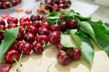 berries ripe juicy cherries on the table