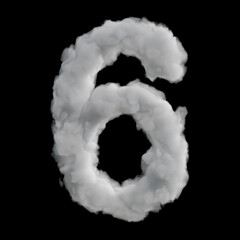 Cloudy Numbers Series High Quality Realistic Number 6 3d illustration