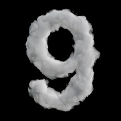 Cloudy Numbers Series High Quality Realistic Number 9 3d illustration