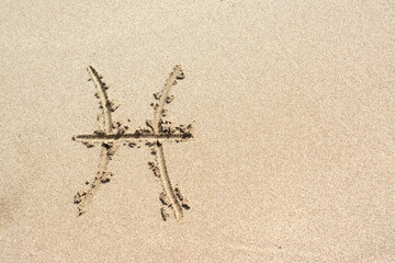 Horoscope signs on sand. 