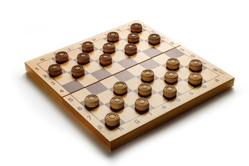 board with checkers isolated on white background.