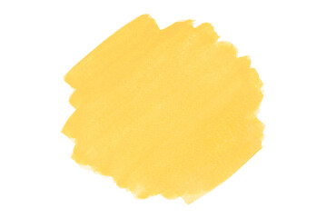 Hand painted yellow watercolor paintbrush texture on white background