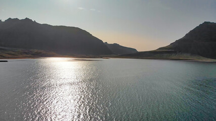 Aerial view of beautiful Grundar Fjord in summer season, Iceland.