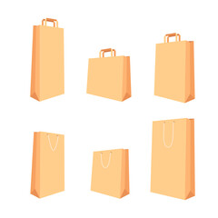 Vector set of brown craft packages. Paper packaging mockup for advertising isolated on white background.	