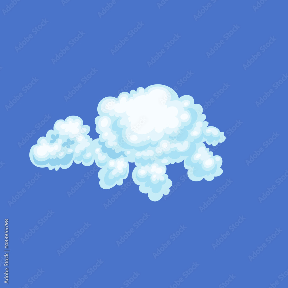 Wall mural White fluffy cloud in shape wild turtle flying on blue sky a vector illustration