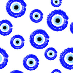 Blue Turkish evil eye seamless. Greek evil eye. Symbol of protection in Turkey, Greese, Cyprus.