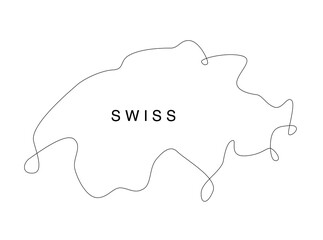 Line art Swiss map. continuous line Switzerland map. vector illustration. single outline Europa state.