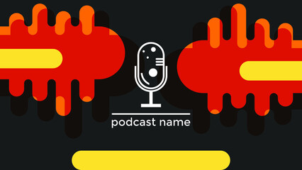 ABSTRACT TEMPLATE PODCAST MICROPHONE FLAT COLOR LIQUID DESIGN BACKGROUND VECTOR. GOOD FOR COVER DESIGN, BANNER, WEB,SOCIAL MEDIA