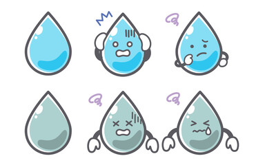 水の喜怒哀楽に関する表情セット