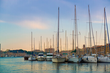 Beautiful evening at Marseille marina