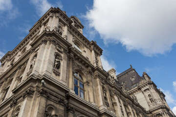 Fototapeta na wymiar Corner of dramatic gothic building in Paris