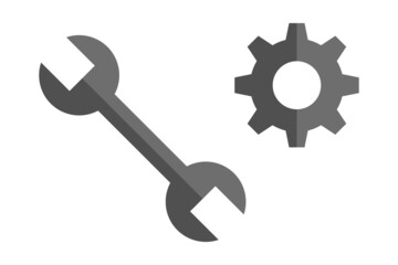 A set of wrench and gear icons. Setting and system. Vectors.