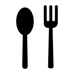 Spoon and fork silhouette icons. Vector.