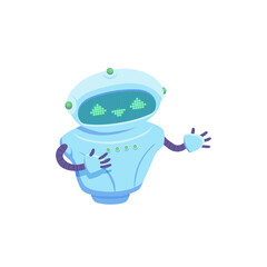 Cute artificial robot of online support voice service for customers.