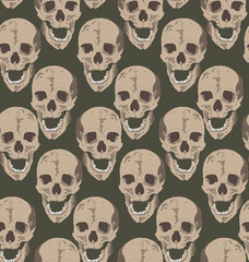Skull art pattern in vintage style